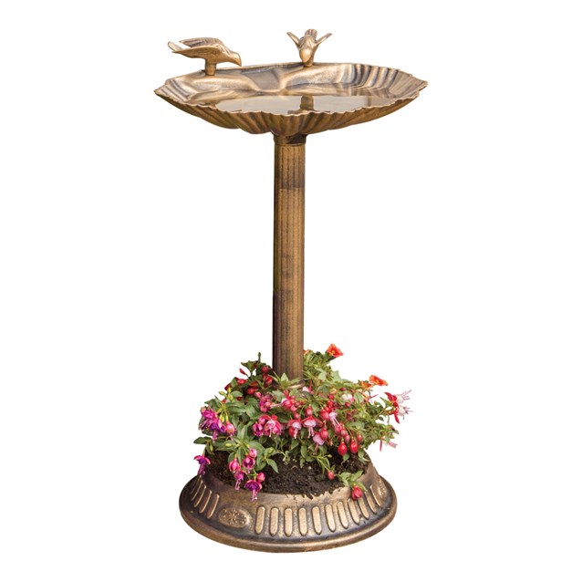 Clam Shell Bird Bath with Built-in Base Planter Clam Shell Bird Bath with Built-in Base Planter