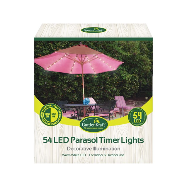 54 LED Parasol Timer Lights - Warm White 54 LED Parasol Timer Lights - Warm White