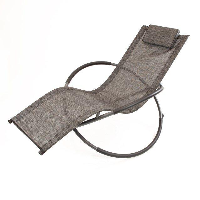 Louis Textile Rocking Lounger-Black & Grey Louis Textile Rocking Lounger-Black & Grey