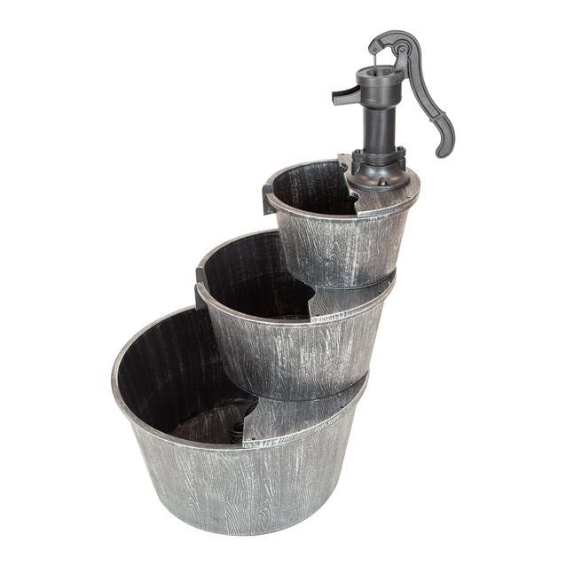 3 Tiers Barrel Fountain - Antique Silver 3 Tiers Barrel Fountain - Antique Silver