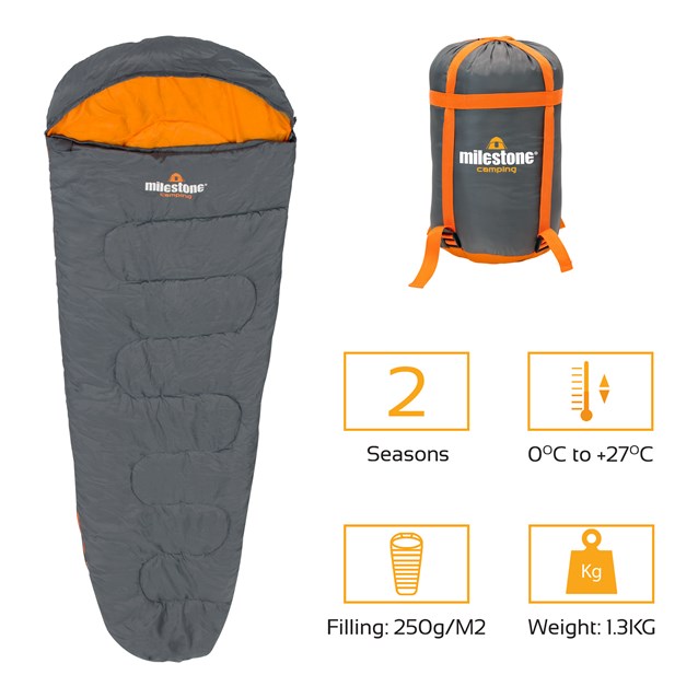 Single Mummy Sleeping Bag - 250gsm - 2 Seasons Single Mummy Sleeping Bag - 250gsm - 2 Seasons
