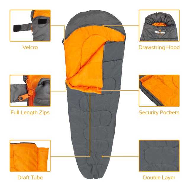 Single Mummy Sleeping Bag - 250gsm - 2 Seasons Single Mummy Sleeping Bag - 250gsm - 2 Seasons
