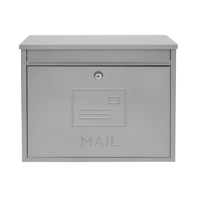 Elegance Wall Galvanised Steel Mail Box-Silver Elegance Wall Galvanised Steel Mail Box-Silver