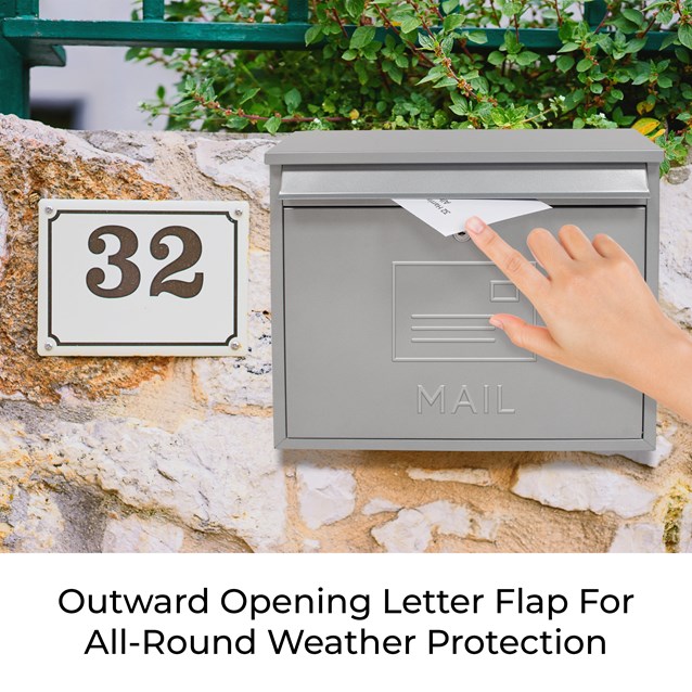 Elegance Wall Galvanised Steel Mail Box-Silver Elegance Wall Galvanised Steel Mail Box-Silver