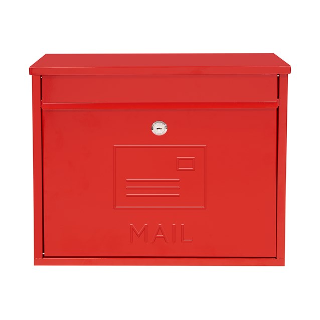 Elegance Wall Galvanised Steel Mail Box-Red Elegance Wall Galvanised Steel Mail Box-Red