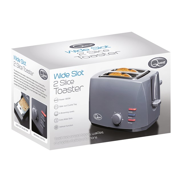 2 Slice Wide Slot Toaster - Grey 2 Slice Wide Slot Toaster - Grey