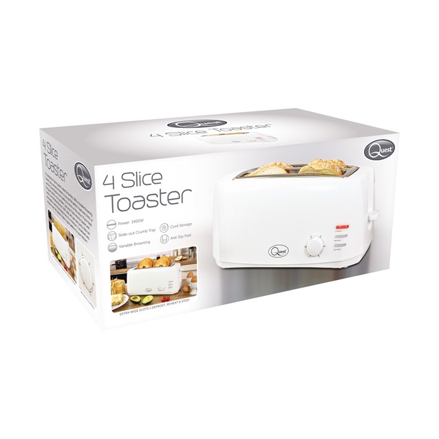 4 Slice Cool Touch Toaster - White 4 Slice Cool Touch Toaster - White