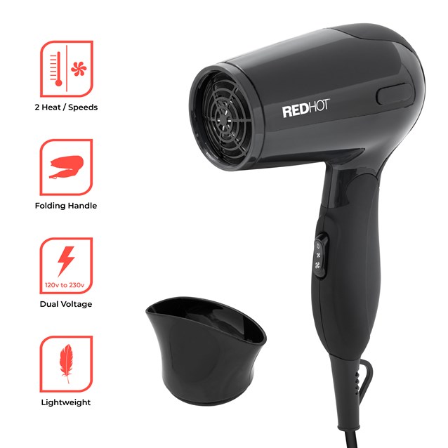 RedHot Compact Hair Dryer - Black