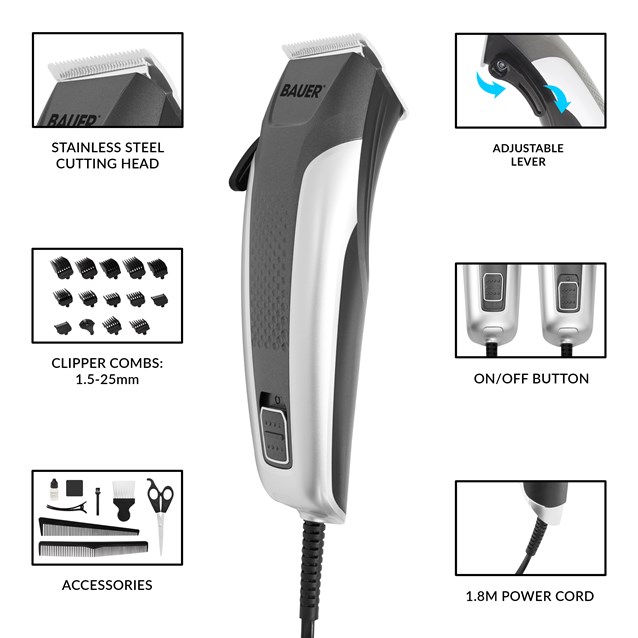 Bauer Hair Clipper Set with Travel Bag Bauer Hair Clipper Set with Travel Bag