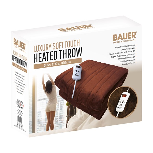 Bauer Luxury Soft Touch Heated Throw- Brown Bauer Luxury Soft Touch Heated Throw- Brown