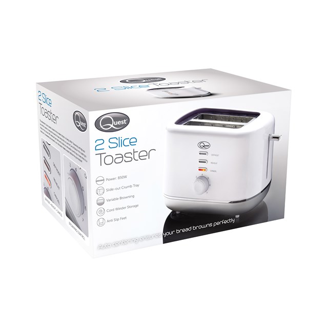 2 Slice Toaster White and Silver 2 Slice Toaster White and Silver