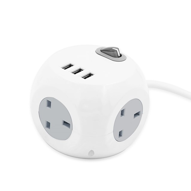 3 Way 1.4M Cube Socket With 3 USB Ports 3 Way 1.4M Cube Socket With 3 USB Ports