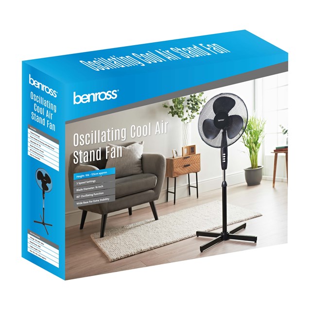 16" Oscillating Stand Fan - Black 16" Oscillating Stand Fan - Black