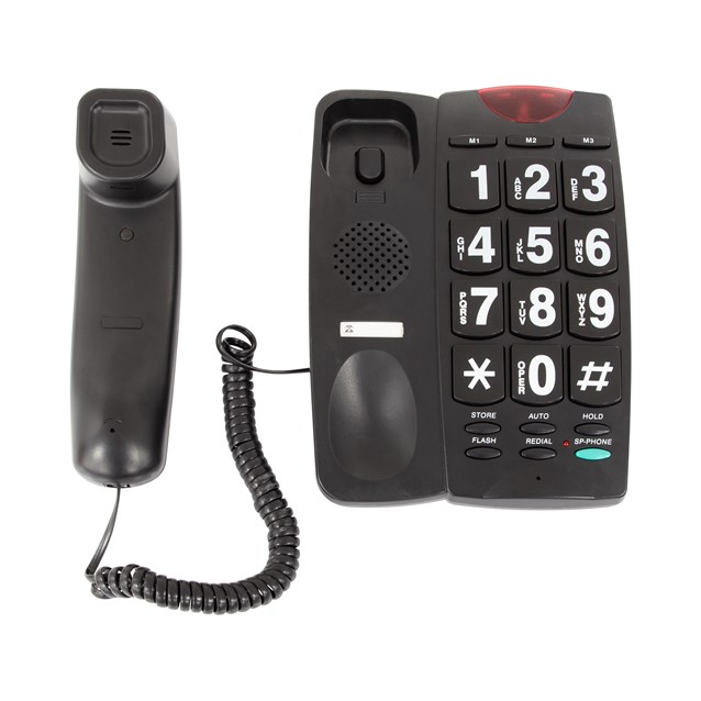 Jumbo Button Telephone & LED Light  - Black Jumbo Button Telephone & LED Light  - Black