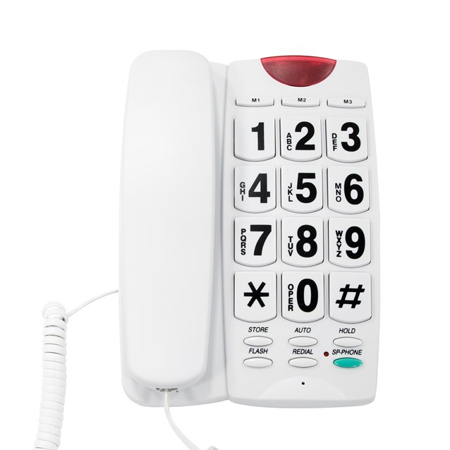 Jumbo Button Telephone & LED Light  - White Jumbo Button Telephone & LED Light  - White