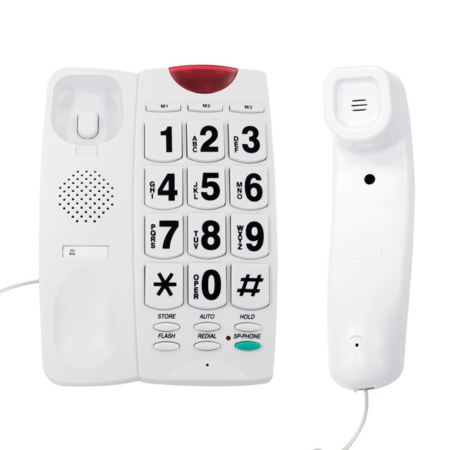 Jumbo Button Telephone & LED Light  - White Jumbo Button Telephone & LED Light  - White