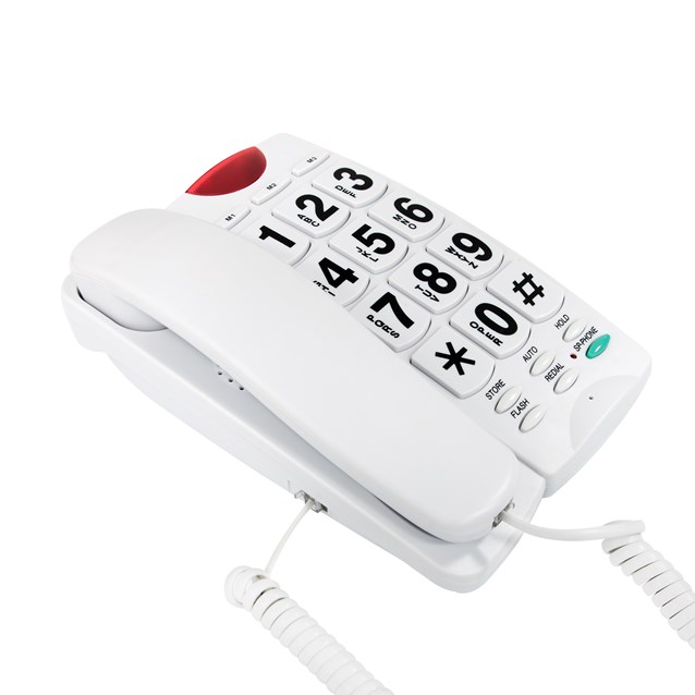 Jumbo Button Telephone & LED Light  - White Jumbo Button Telephone & LED Light  - White