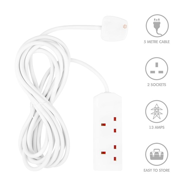 2 Way 5M Extension Lead - 13A 2 Way 5M Extension Lead - 13A