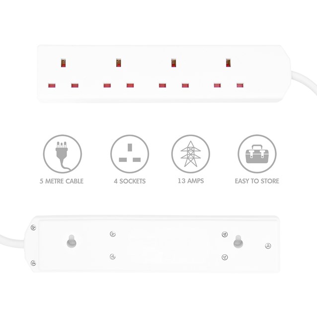 4 Way 5M Extension Lead - 13A 4 Way 5M Extension Lead - 13A