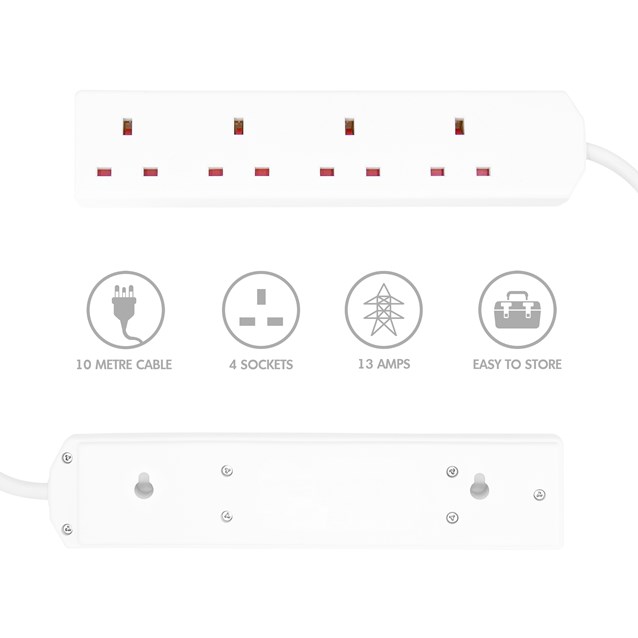 4 Way 10M Extension Lead - 13A 4 Way 10M Extension Lead - 13A