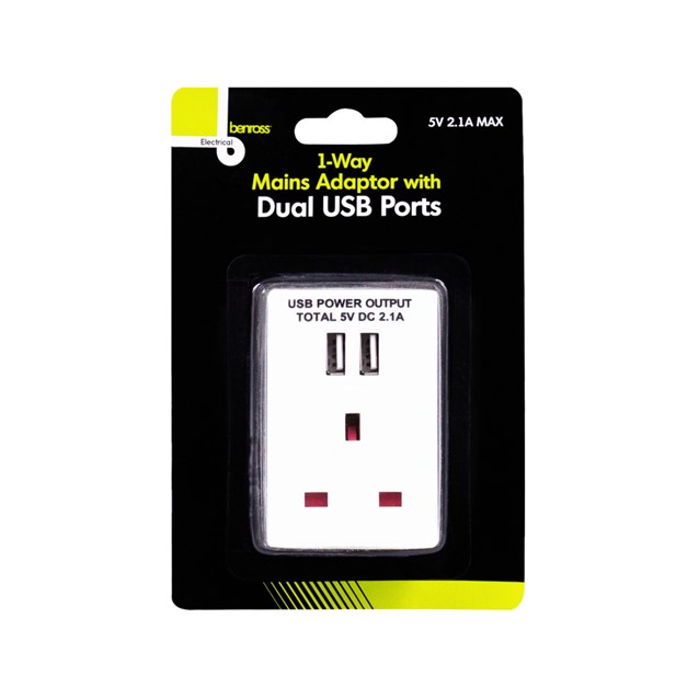 5V Adaptor W/2 USB Sockets - 2.1A 5V Adaptor W/2 USB Sockets - 2.1A