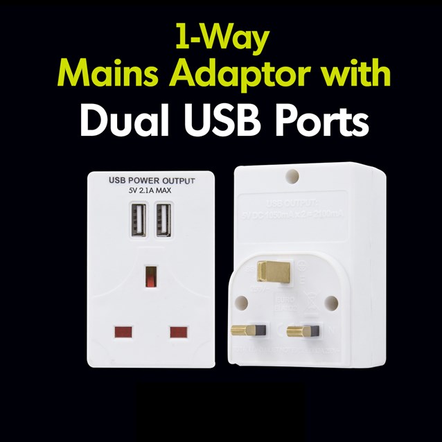 5V Adaptor W/2 USB Sockets - 2.1A 5V Adaptor W/2 USB Sockets - 2.1A