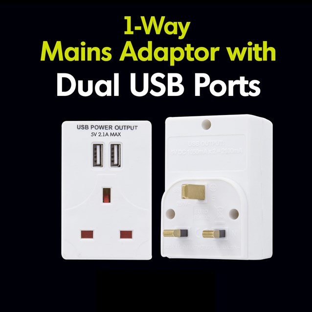 5V Adaptor W/2 USB Sockets - 2.1A