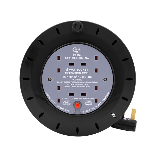 4 Way 10M Cable Reel - 10A 4 Way 10M Cable Reel - 10A