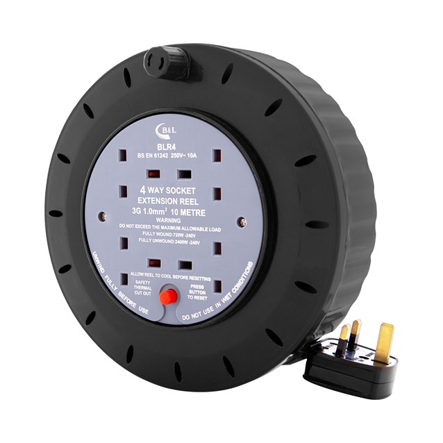 4 Way 10M Cable Reel - 10A 4 Way 10M Cable Reel - 10A