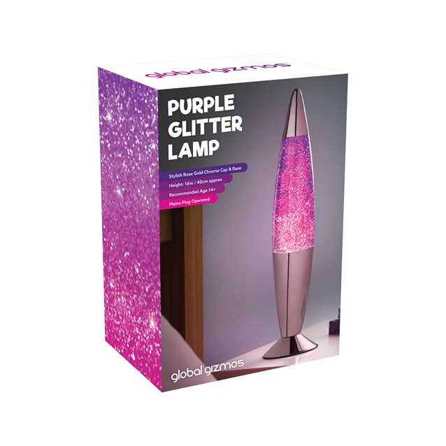 16" Purple Glitter Lamp - Purple Chrome Effect 16" Purple Glitter Lamp - Purple Chrome Effect