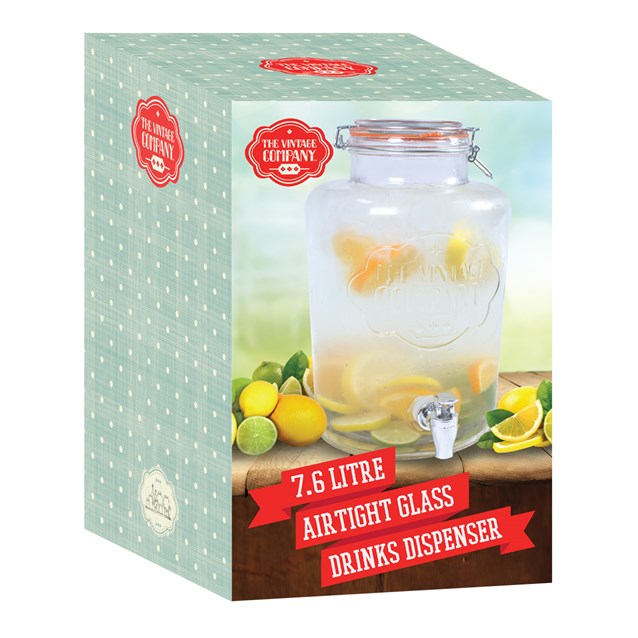 7.6L Airtight Glass Jar W/ Tap & Clip on Lid 7.6L Airtight Glass Jar W/ Tap & Clip on Lid