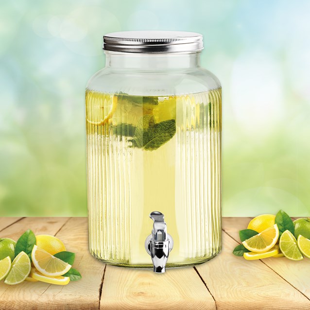 5.5L Glass Jar Dispenser W/ Tap & Screw on Lid 5.5L Glass Jar Dispenser W/ Tap & Screw on Lid