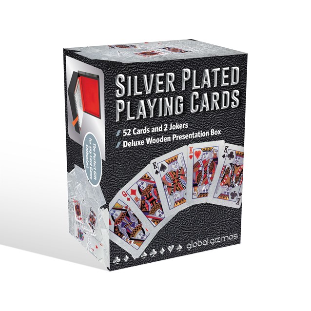 Silver Plated Playing Cards With Wooden Box Silver Plated Playing Cards With Wooden Box