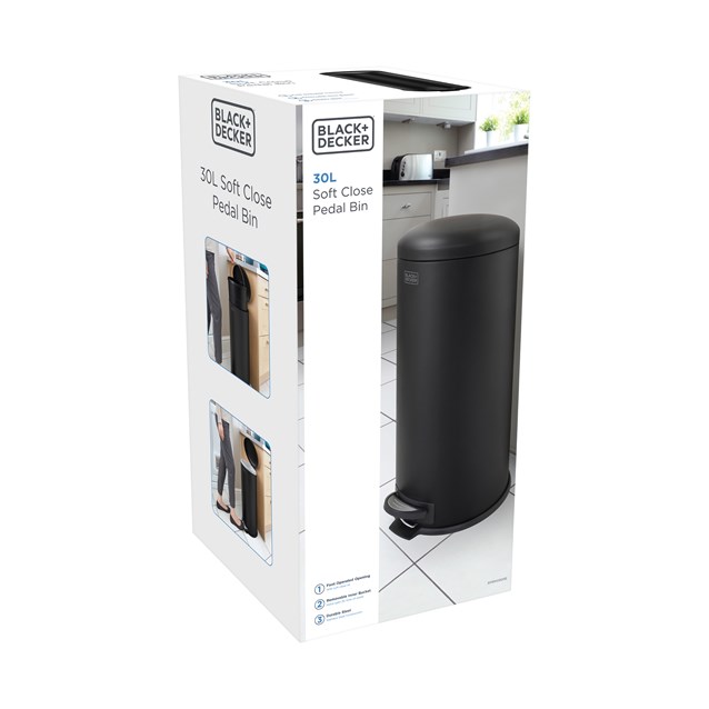 B+D 30L Dome Lid Pedal Bin - Matt Black B+D 30L Dome Lid Pedal Bin - Matt Black