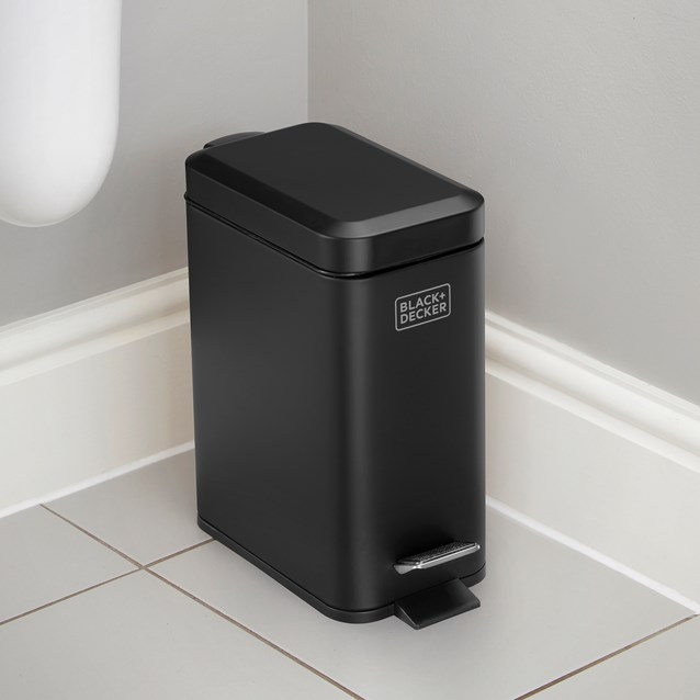 B+D 5L Slimline Soft Close Pedal Bin Matt Black B+D 5L Slimline Soft Close Pedal Bin Matt Black