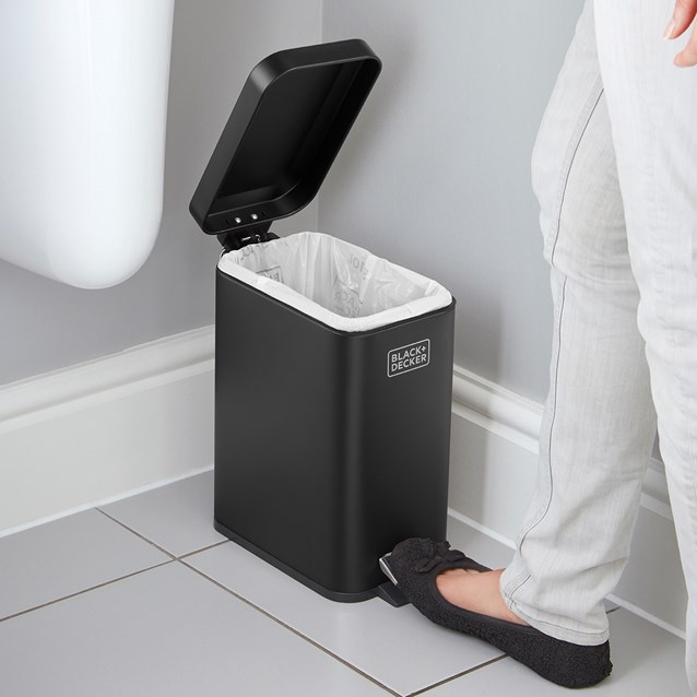 B+D 5L Slimline Soft Close Pedal Bin Matt Black B+D 5L Slimline Soft Close Pedal Bin Matt Black