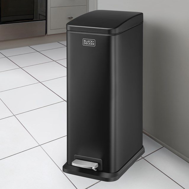 B+D 20L Slimline Soft Close Pedal Bin Matt Black B+D 20L Slimline Soft Close Pedal Bin Matt Black