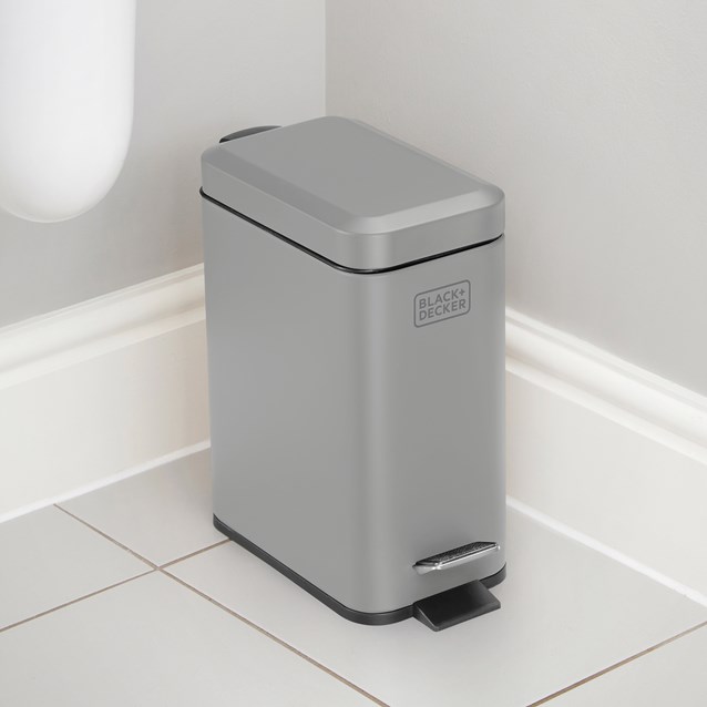 B+D 5L Slimline Soft Close Pedal Bin Grey B+D 5L Slimline Soft Close Pedal Bin Grey