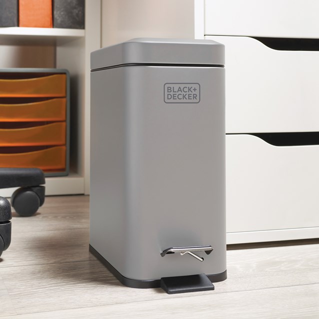 B+D 5L Slimline Soft Close Pedal Bin Grey B+D 5L Slimline Soft Close Pedal Bin Grey