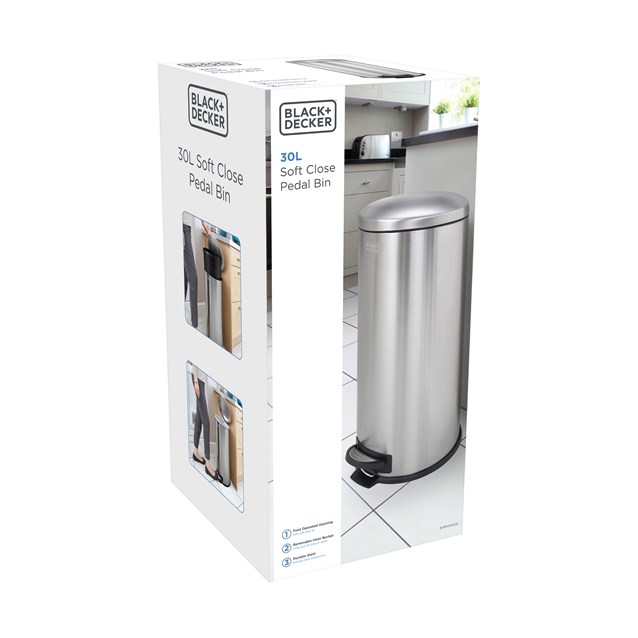 B+D 30L Dome Lid Pedal Bin - Stainless Steel B+D 30L Dome Lid Pedal Bin - Stainless Steel