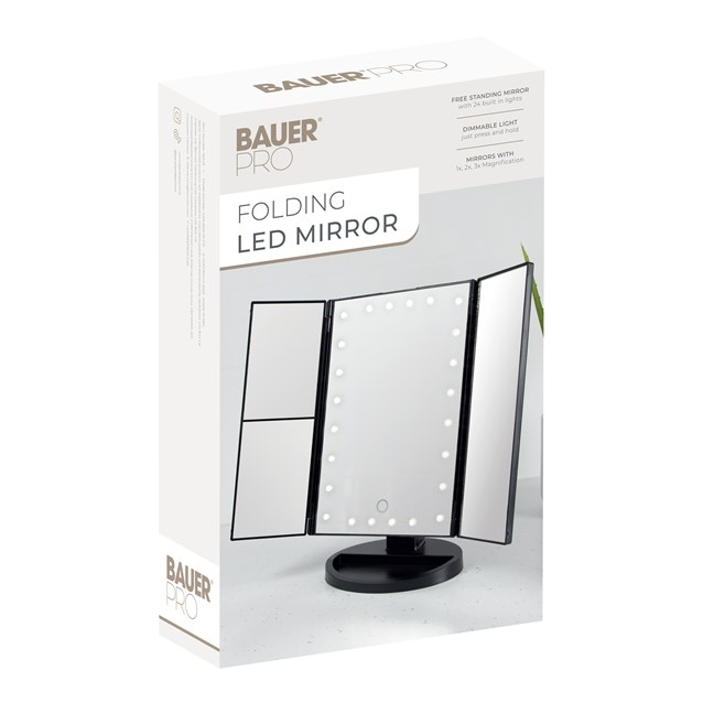 Bauer LED Foldable Mirror - Black Bauer LED Foldable Mirror - Black