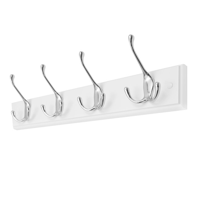 4 Hook Wall-Mounted Coat Rack - 12 Prongs - White 4 Hook Wall-Mounted Coat Rack - 12 Prongs - White