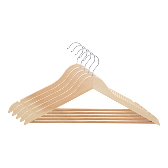 Natural wood hanger with notches, Set of 5 Natural wood hanger with notches, Set of 5