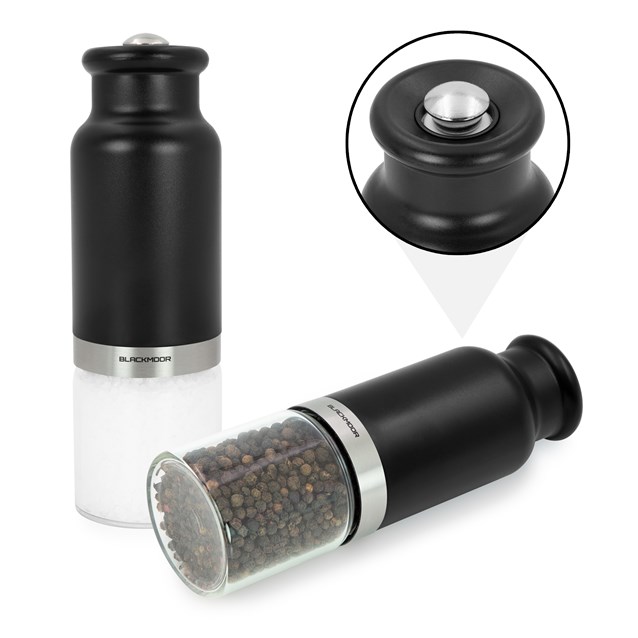 Blackmoor Gravity Salt and Pepper Mill Set Black Blackmoor Gravity Salt and Pepper Mill Set Black
