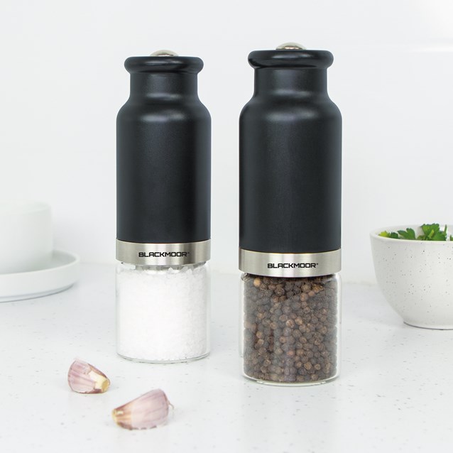 Blackmoor Gravity Salt and Pepper Mill Set Black Blackmoor Gravity Salt and Pepper Mill Set Black