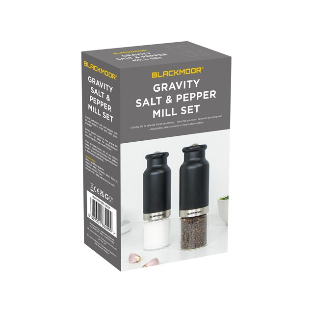 Blackmoor Gravity Salt and Pepper Mill Set Black Blackmoor Gravity Salt and Pepper Mill Set Black