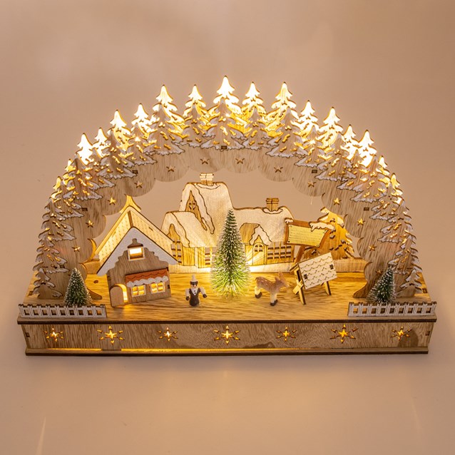 LED Wooden Christmas House Scene LED Wooden Christmas House Scene