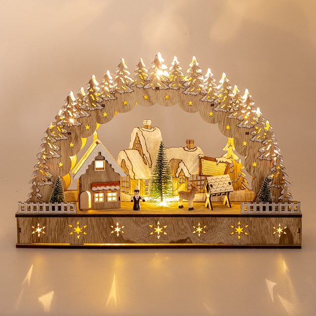 LED Wooden Christmas House Scene LED Wooden Christmas House Scene