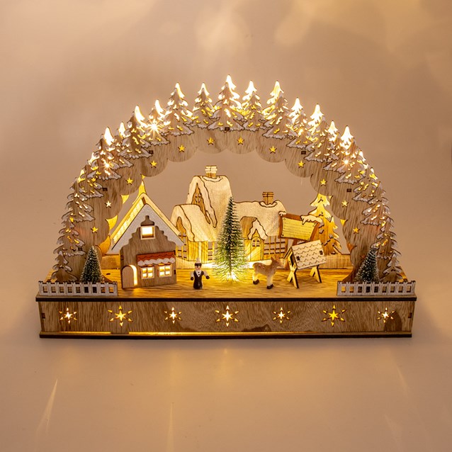 LED Wooden Christmas House Scene LED Wooden Christmas House Scene