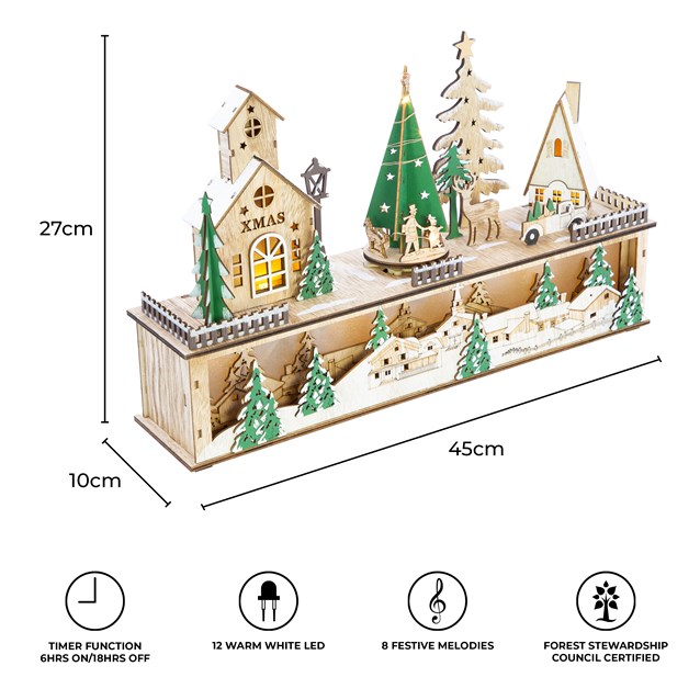 LED Wooden Christmas Village Scene LED Wooden Christmas Village Scene